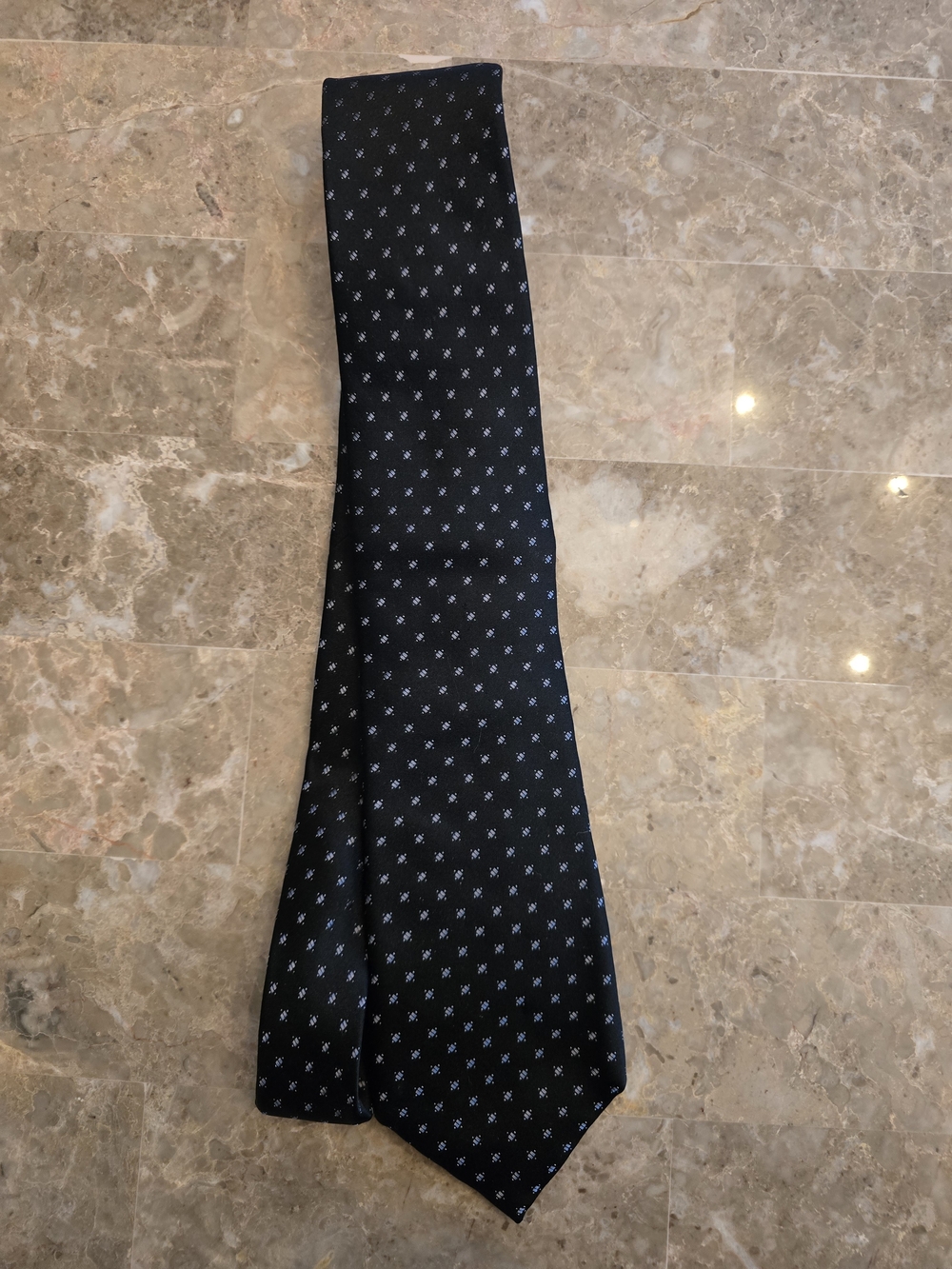 Michael Kors Black Tie with Light Blue Micro-Pattern